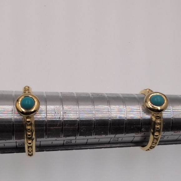 Etrusca Italian 925 Silver Gold Turquoise Cabochon Ring - Quiet Luxury 6.5 8.5 - Picture 7 of 7